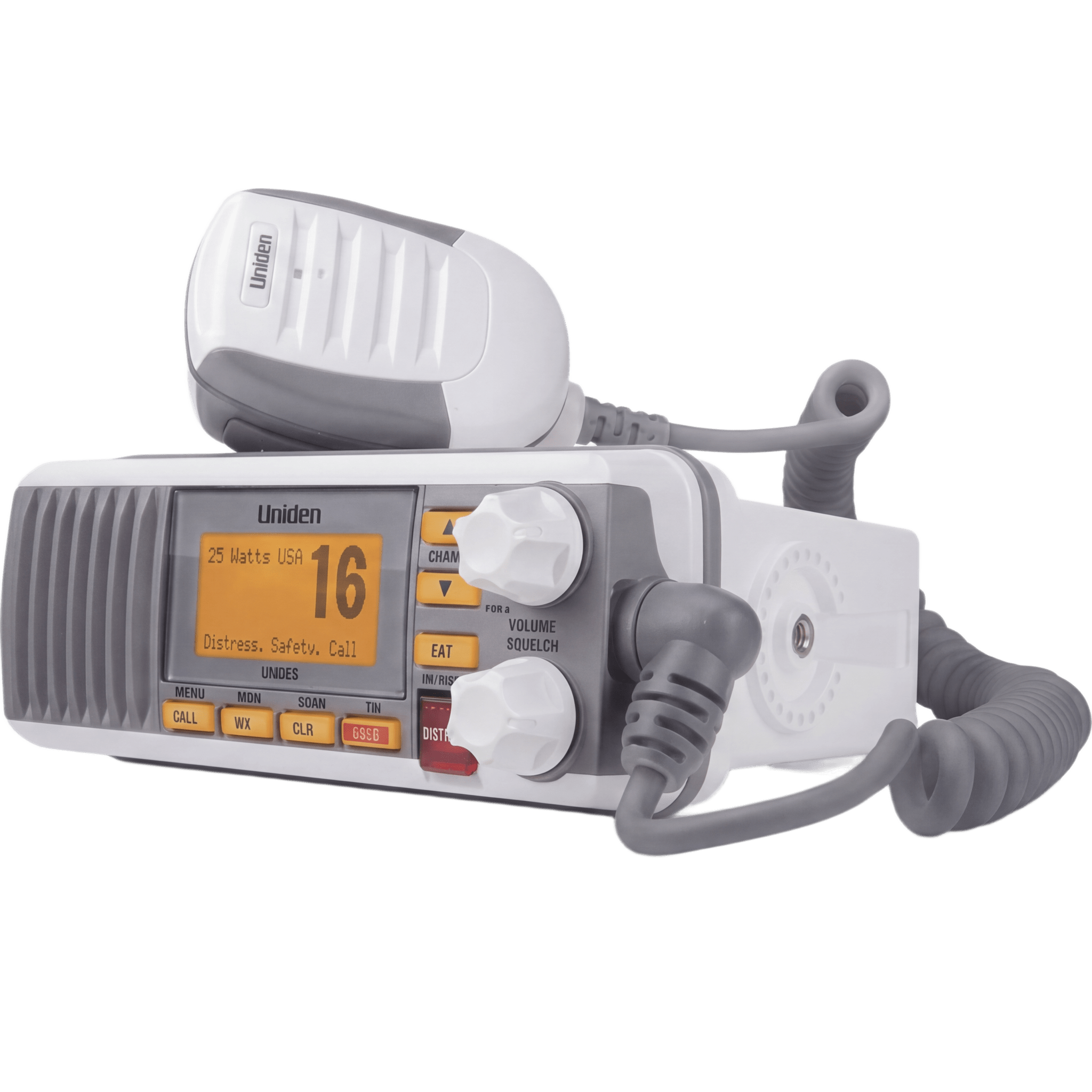 Radio Móvil Marino VHF / 25W / IPX4 / DSC Clase D con GPS / Pantalla LCD / Blanco