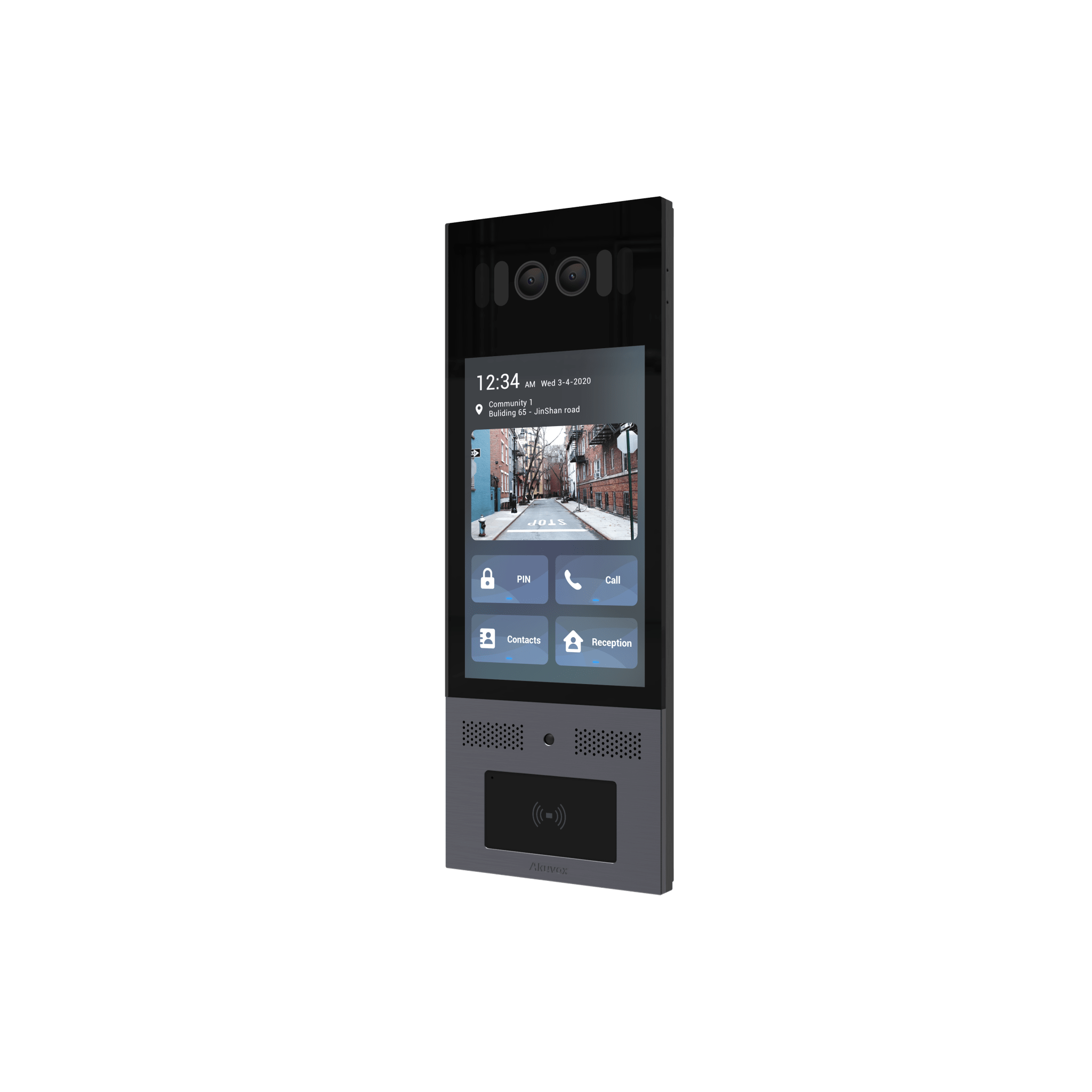 Frente de Calle Antivandálico IK10 / Incluye montaje / Administración 100% en la Nube / Notificación a APP / Llamada Telefónica / ANDROID / SIP / ONVIF /Reconocimiento Facial / QR y PIN para Visitas / IP66 / Bluetooth / NFC
