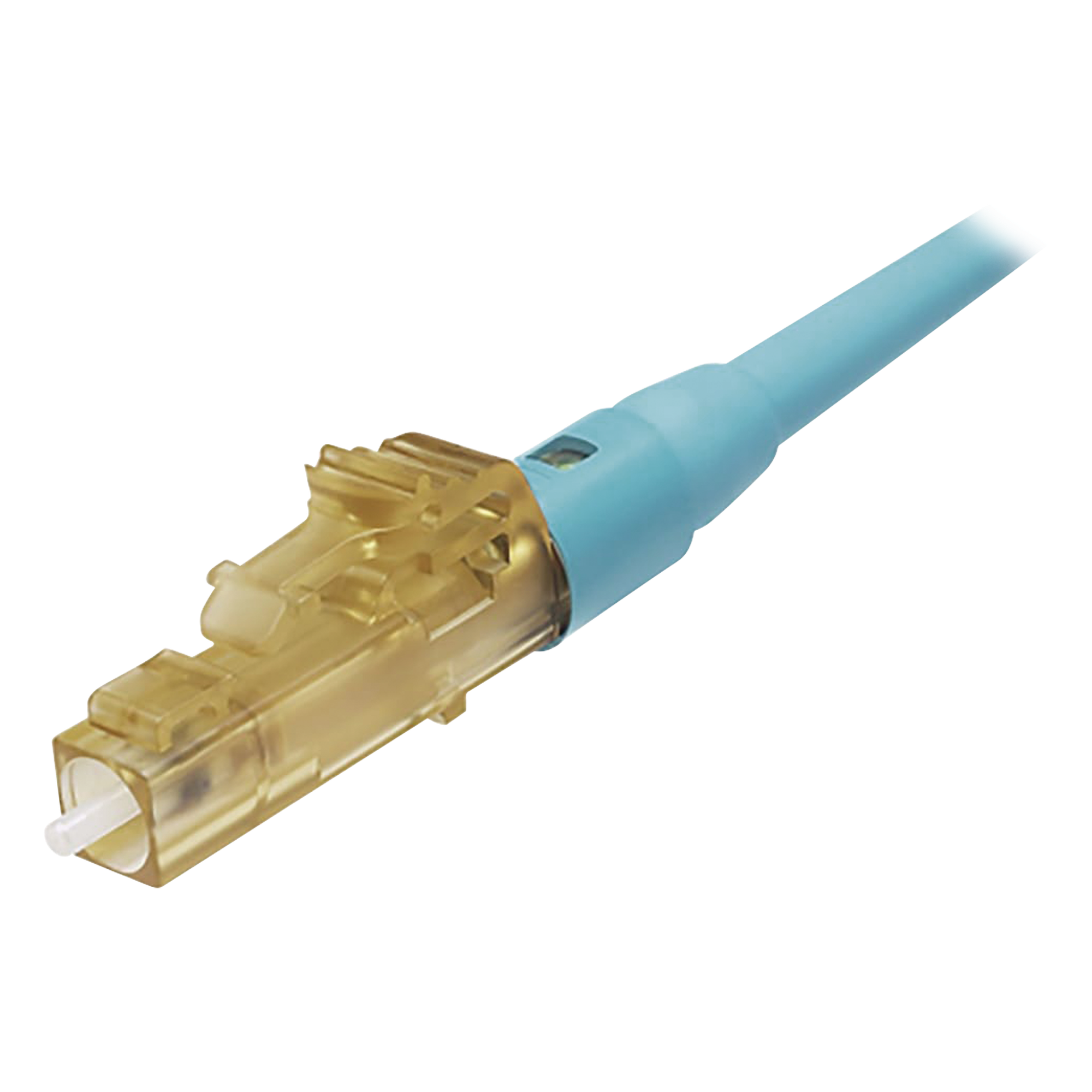 Conector de Fibra Óptica LC Simplex OptiCam, Multimodo 50/125 OM3/OM4, Pre-pulido, Color Aqua — PANDUIT · SKU FLCSMCXAQY