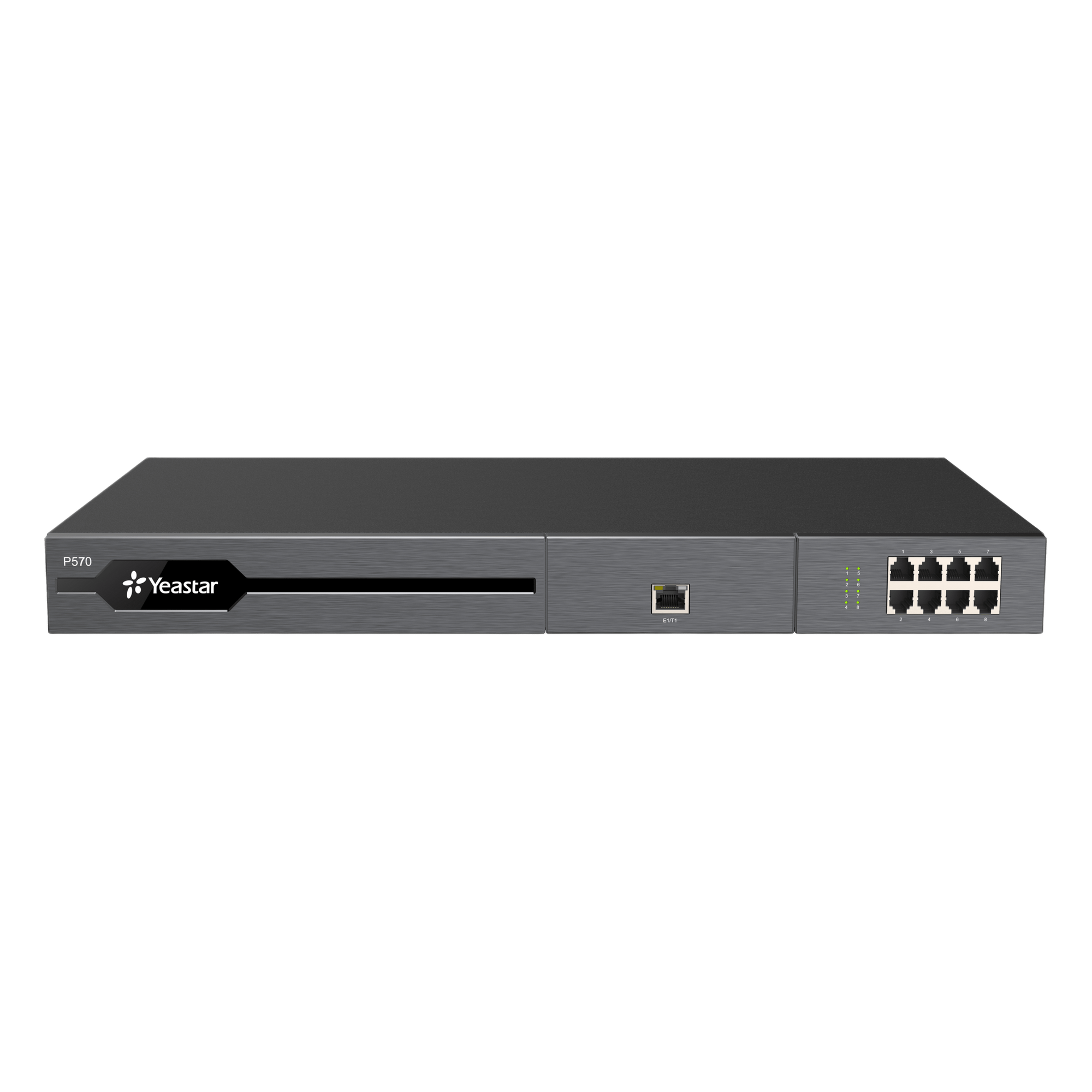 Conmutador IP PBX Enterprise Modular / 300 Extensiones Expansible a 500 / 60 Llamadas Simultáneas Expansible a 120 / Hasta 2 Puertos E1/PRI / Hot Standby / 16 Puertos FXO/FXS / Call Center y Omnicanal IA — YEASTAR · SKU P570