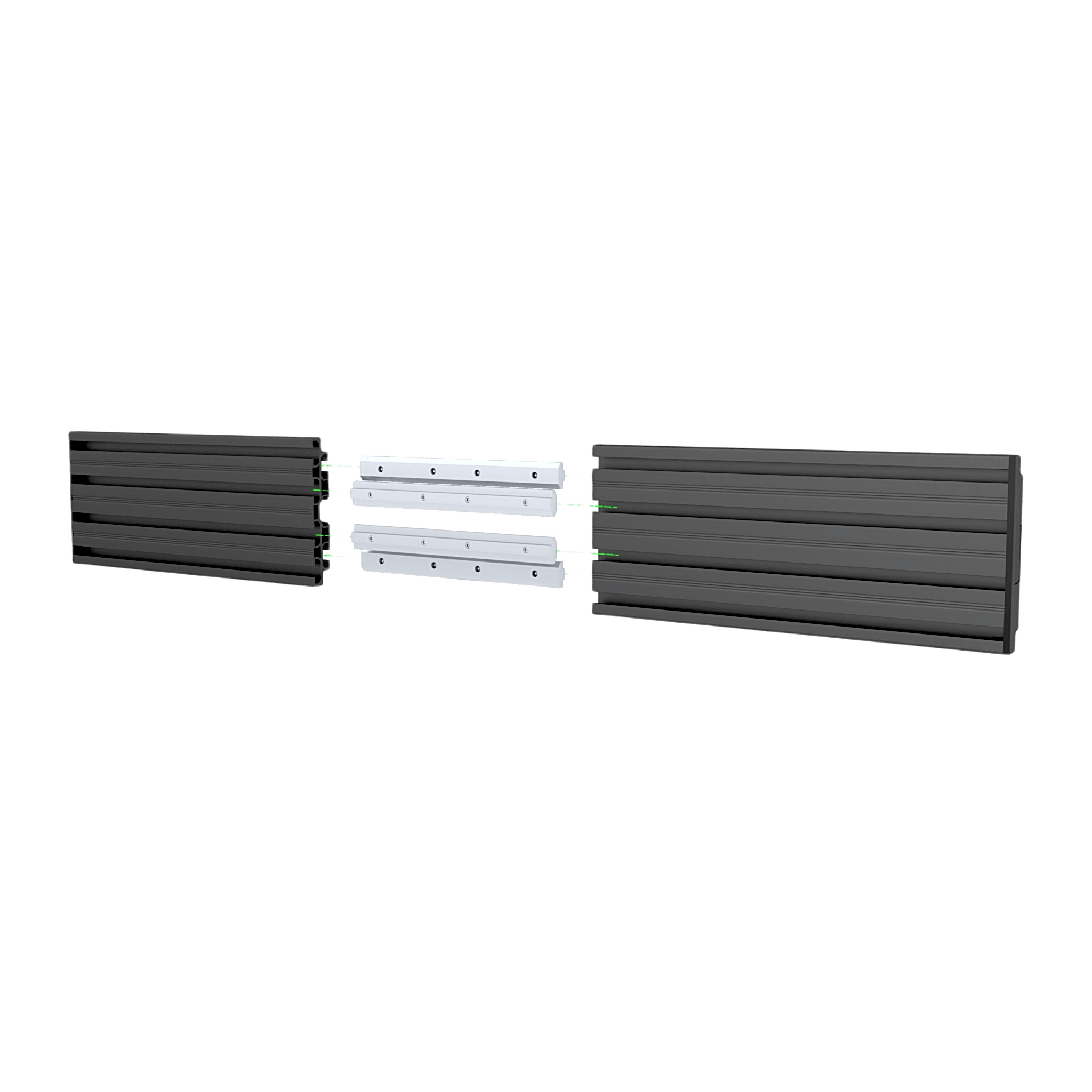 Accesorio_ Riel de Aluminio con Longitud 1750 mm | Ancho 120 mm| Espesor 9 mm | Incluye Tapas y Tornillos | Compatible con estructura para Videowall | Diseño Modular