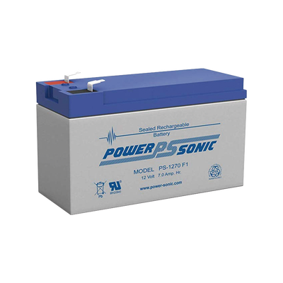 Batería 12V, 7AH, Para Respaldo, Tecnologías AGM/VRLA, 5 Años Vida Útil, Terminales F1, Reconocida UL — POWER SONIC · SKU PS-1270-F1