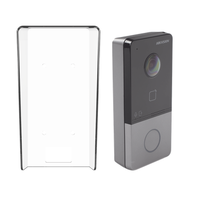 Kit Videoportero IP + Carcasa protectora 2 Megapixel  / PoE Estandar / IP65  / Apertura desde Hik-connect / Soporta 1 Departamento y Hasta 6 Monitores / Soporta Tarjetas Mifare / 1 Salida Relay — HIKVISION · SKU DS-KV6113-PE1(C)/K