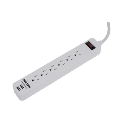Multicontacto con 6 contactos aterrizados y 2 puertos usb.