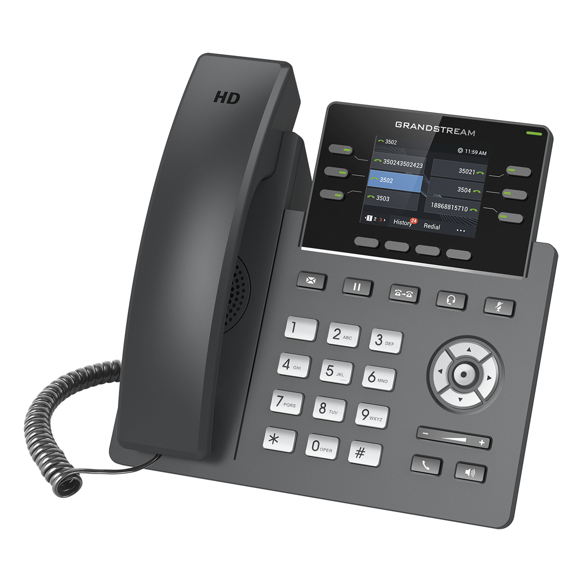 Teléfono IP / 3 Líneas SIP / 6 Cuentas / Pantalla 2.4" / PoE / Gigabit / Audio HD Opus