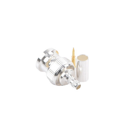 Conector BNC Macho de Anillo Plegable para Cable LP-142, LP-195, LMR-195, RG-58/U, RG-142/U, Plata/Oro/Teflón.