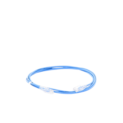 Cable de Parcheo Slim UTP Cat6A - 2 Metros (6.56 Pies) Azul, Diámetro Reducido (28 AWG)