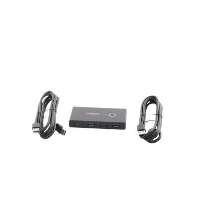 Conmutador USB para Compartir 4 Puertos USB 3.0 a 2 PC Ìs | Cambio Mediante Botón | Incluye Dos Cables USB de 1.5 m | ABS | Permite que 2 Usuarios Compartan 4 Dispositivos Periféricos USB3.0, como una impresora, un escáner, etc.