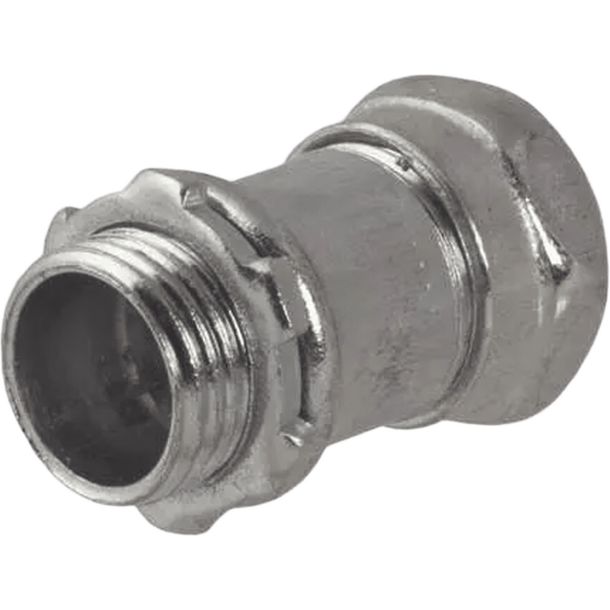 Conector Recto Compresión de Acero Galvanizado para Pared Delgada de 1 1/4".