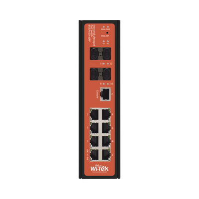 Switch Industrial administrable PoE, puerto 1-2 PoE 24/48. puertos 3-8 puertos 802.3 af/at/bt, hasta 60 W