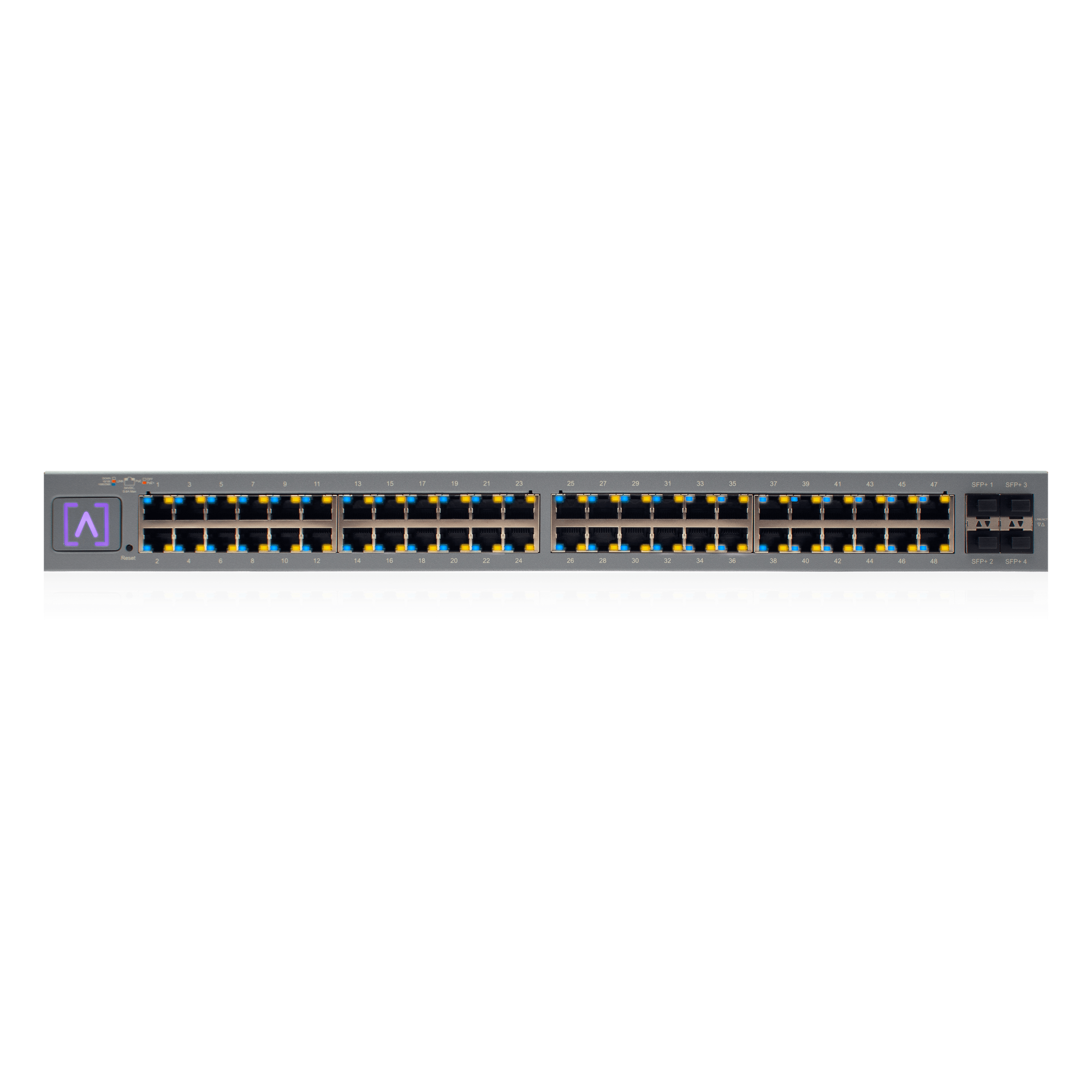 Switch Administrado 48 Puertos PoE+ / 740W PoE Budget / 16 Puertos 2.5 Gbps + 32 Puertos 1 Gbps / 4 Puertos SFP+ 10 Gbps / Bluetooth Setup / Cloud Management / VLAN Stacking / Rackmontable