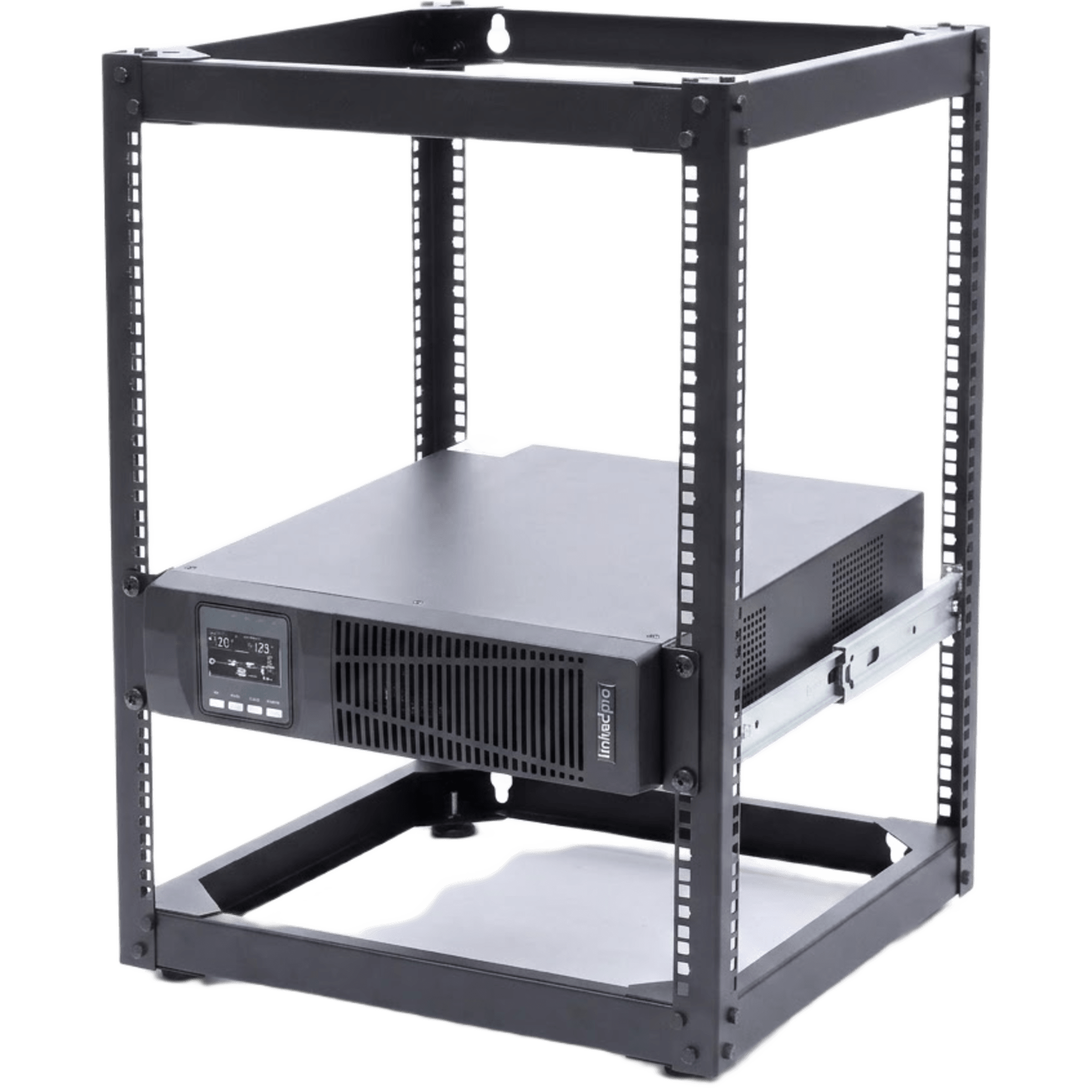 UPS de 1000VA/900W / Topología On-Line Doble Conversión / Entrada y Salida de 120 Vca / Clavija de Entrada NEMA 5-20P / Pantalla LCD Configurable / Formato Rack/Torre / 8 Salidas