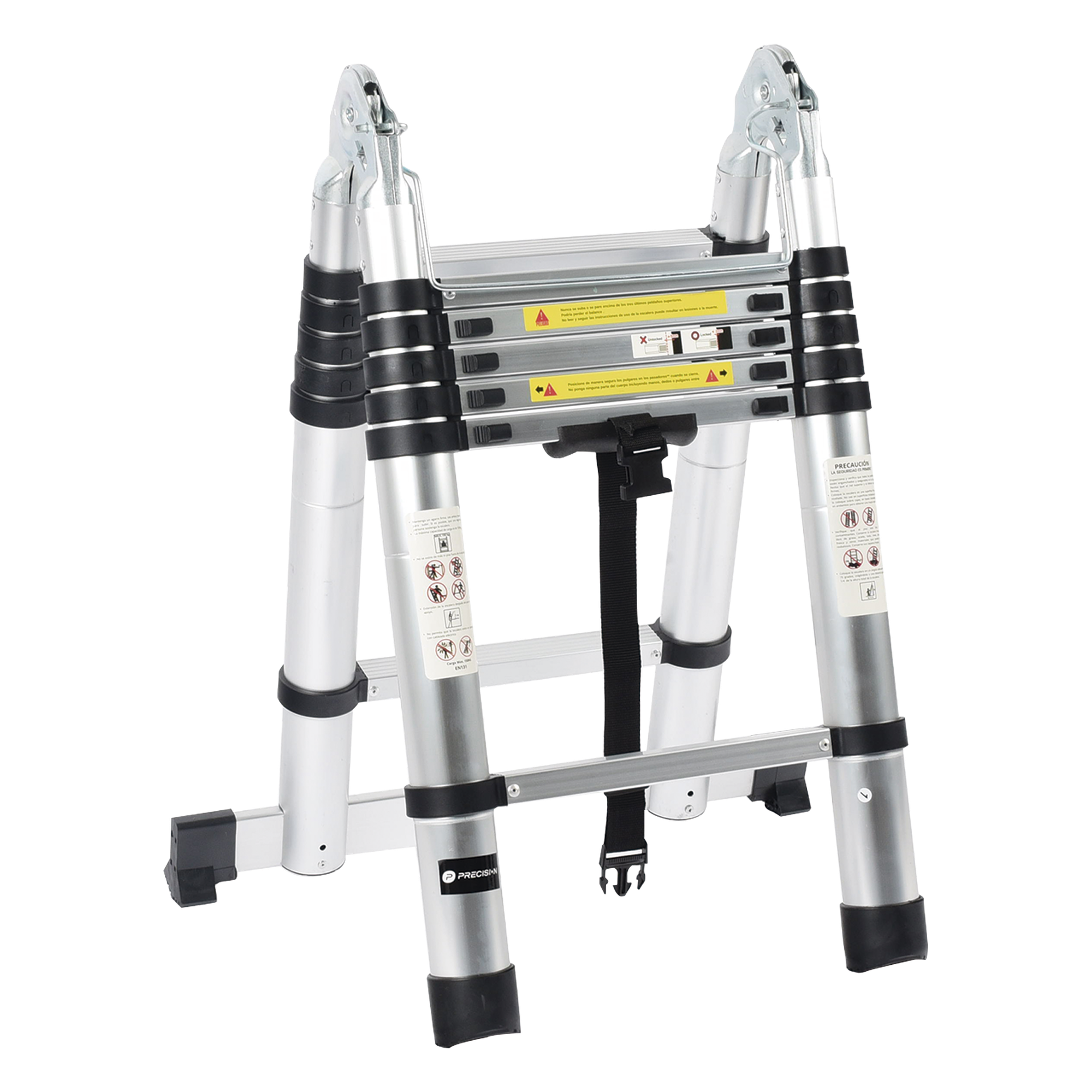Escalera Telescópica de Aluminio Tipo Tijera de 1.9 + 1.9 Metros de Altura — PRECISION · SKU PST-H10-002
