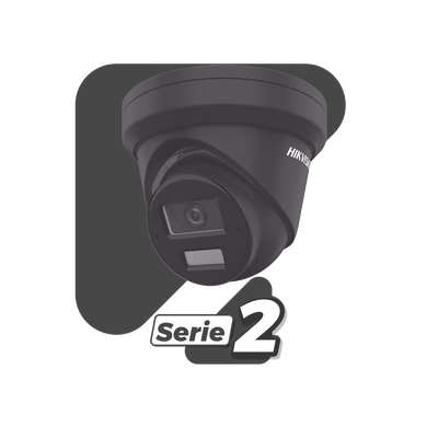 [Dual Light + 2 Micrófonos de Doble Matriz] Turret IP 4 Megapixel / Color Negro / Lente 2.8 mm / 30 mts Luz Blanca + 30 mts IR / ACUSENSE / Exterior IP67 / WDR 120 dB / PoE / ONVIF / Micro SD / Metal / ACUSEEK