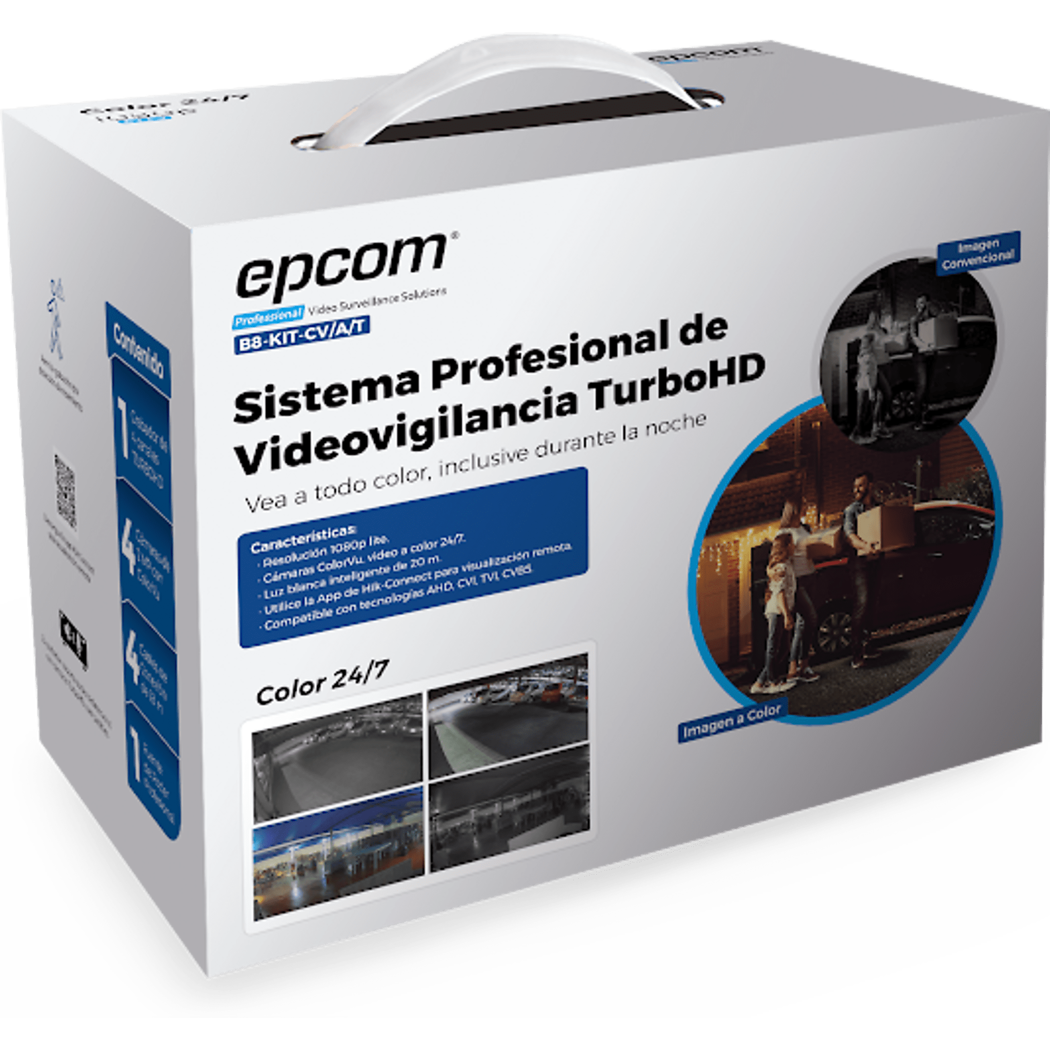 Kit TurboHD 1080p / DVR 4 Canales / 4 Cámaras Bala ColorVu con Microfono Integrado / Fuente de Poder / Accesorios de Instalación — EPCOM PROFESSIONAL · SKU B8KITCV/AT