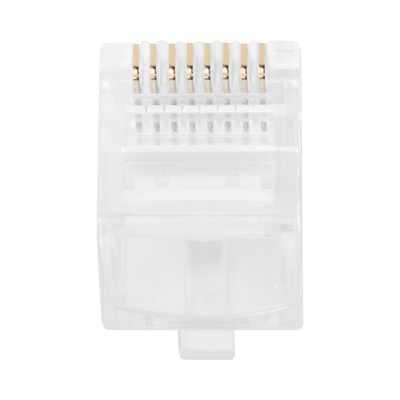 Bote con 100 Plugs Pass Through RJ45 Cat5e sin Blindaje, Chapado de Oro a 30 Micras para Durabilidad Extrema