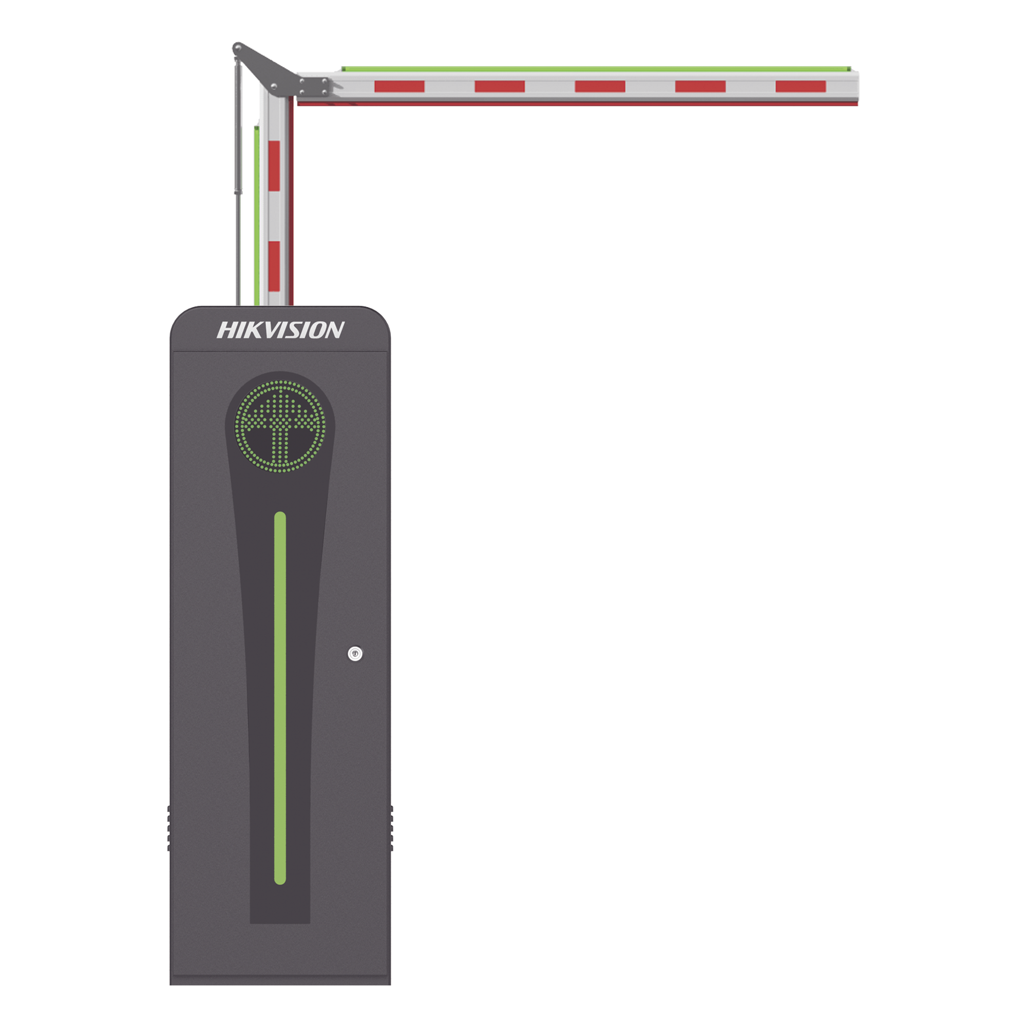 Barrera Vehicular con Brazo Articulado Iluminado Led 3 mts INCLUIDO (1.5 + 1.5) / Derecha / Alto Desempeño / Brushless / Semáforo Rojo-Verde en Gabinete / Incluye 2 Controles Remotos — HIKVISION · SKU KT-320-ART(3MR)