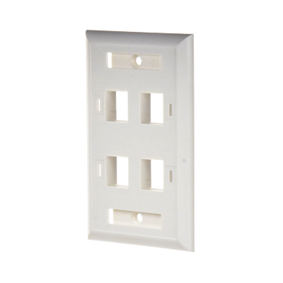 Placa de Pared de 4 Puertos, Keystone, con Espacio para Etiqueta, Color Blanco