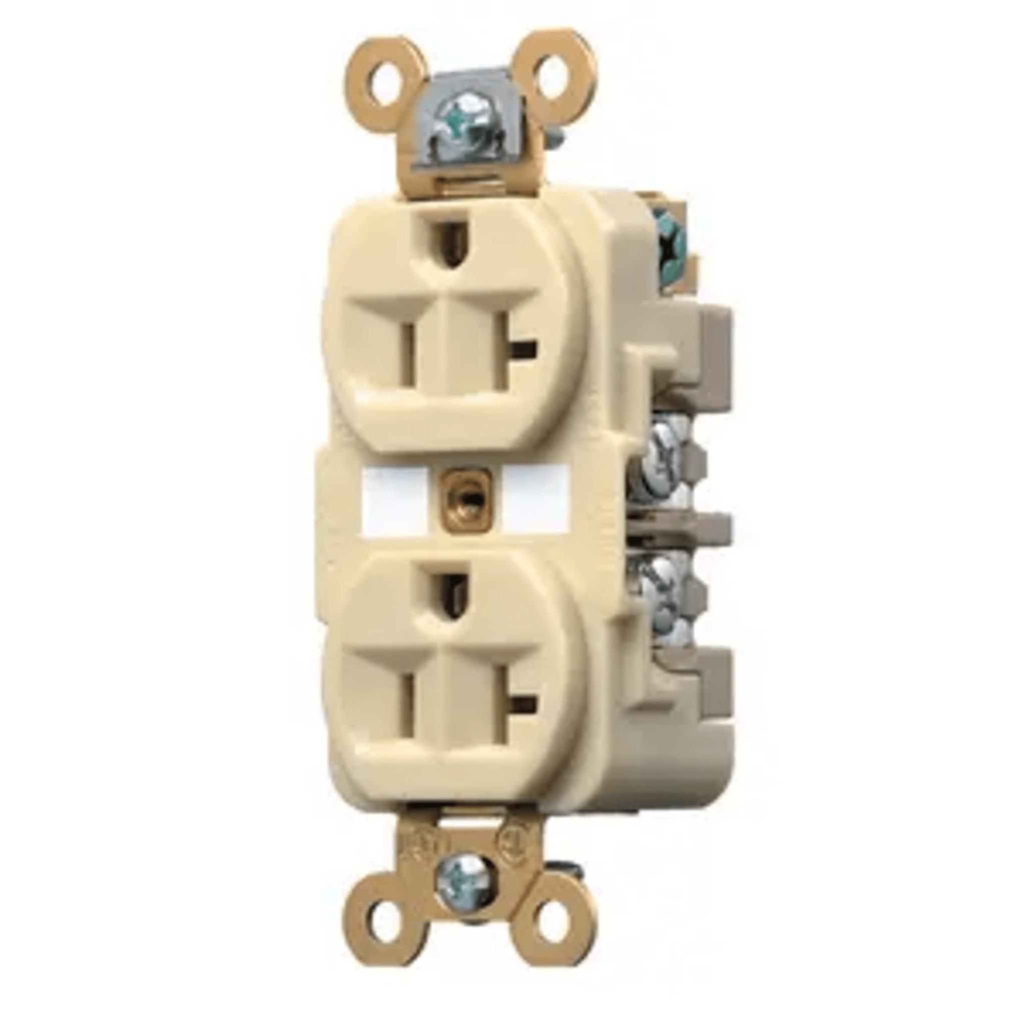 Contacto Dúplex 20 A 125 V / 2 Polos 3 Hilos / Color Marfil /Nema 5-20R /Grado Industrial.