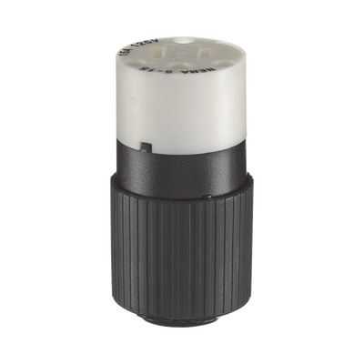 Conector de 15 A 125 V CA/ 2 Polos 3 Hilos/ Grado Industrial/ Color Blanco y Negro/ NEMA 5-15R.
