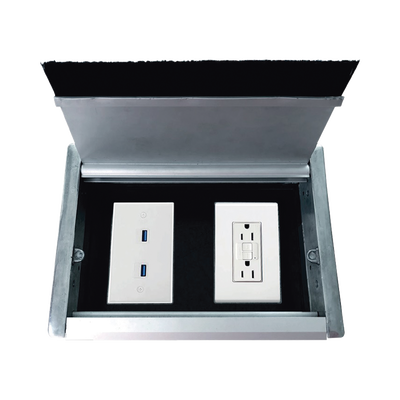 Caja Universal Vacía de 2 Módulos para Instalación en Escritorio (Voz, Datos, Video, Contactos Eléctricos), (No Incluye Accesorios)