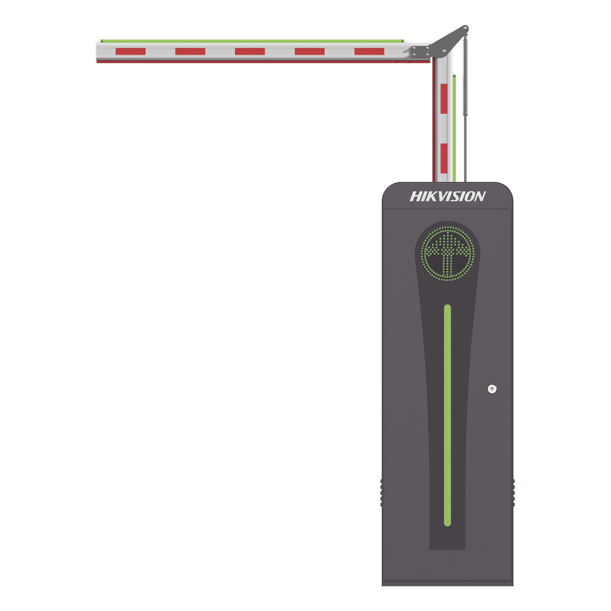Barrera Vehicular con Brazo Articulado Iluminado Led 3 mts INCLUIDO (1.5 + 1.5) / Izquierda / Alto Desempeño / Brushless / Semáforo Rojo-Verde en Gabinete / Incluye 2 Controles Remotos — HIKVISION · SKU KT-320-ART(3ML)