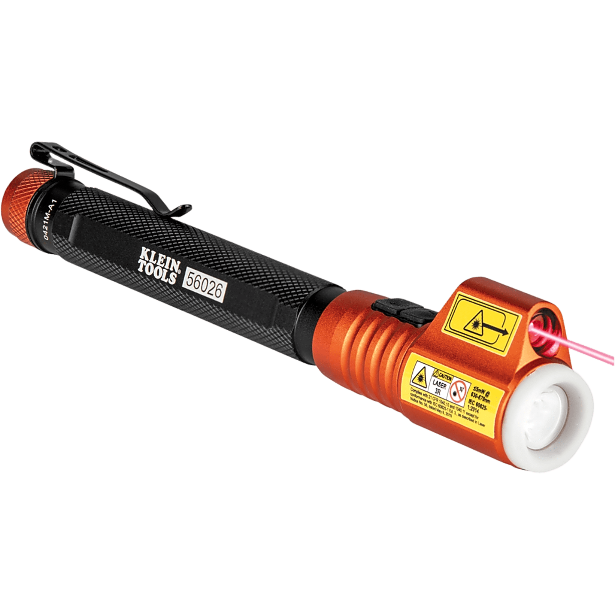 Minilinterna LED / 70 Lúmenes / Láser Rojo Clase 3R / Caídas 3 m (9.8 ft) / Rango -30 a 60 °C / Anillo Fosforescente