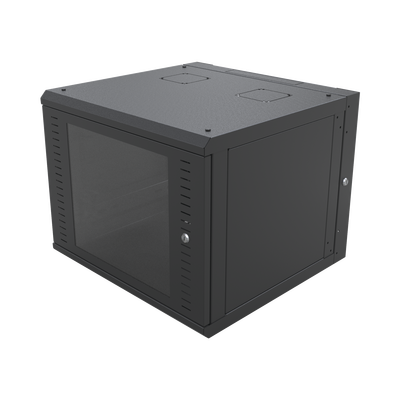 Gabinete Abatible de Pared (Con Marco Trasero) con Rack 19" de 12 Unidades. Ventana de Cristal Templado.
