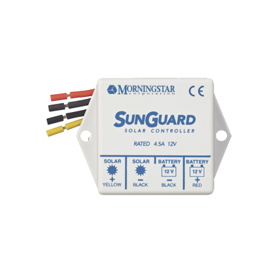 Controlador de Carga Solar PWM SunGuard 4.5 A / 12 VCC / Compensación de Temperatura / 100% Estado Sólido / -40°C a +85°C