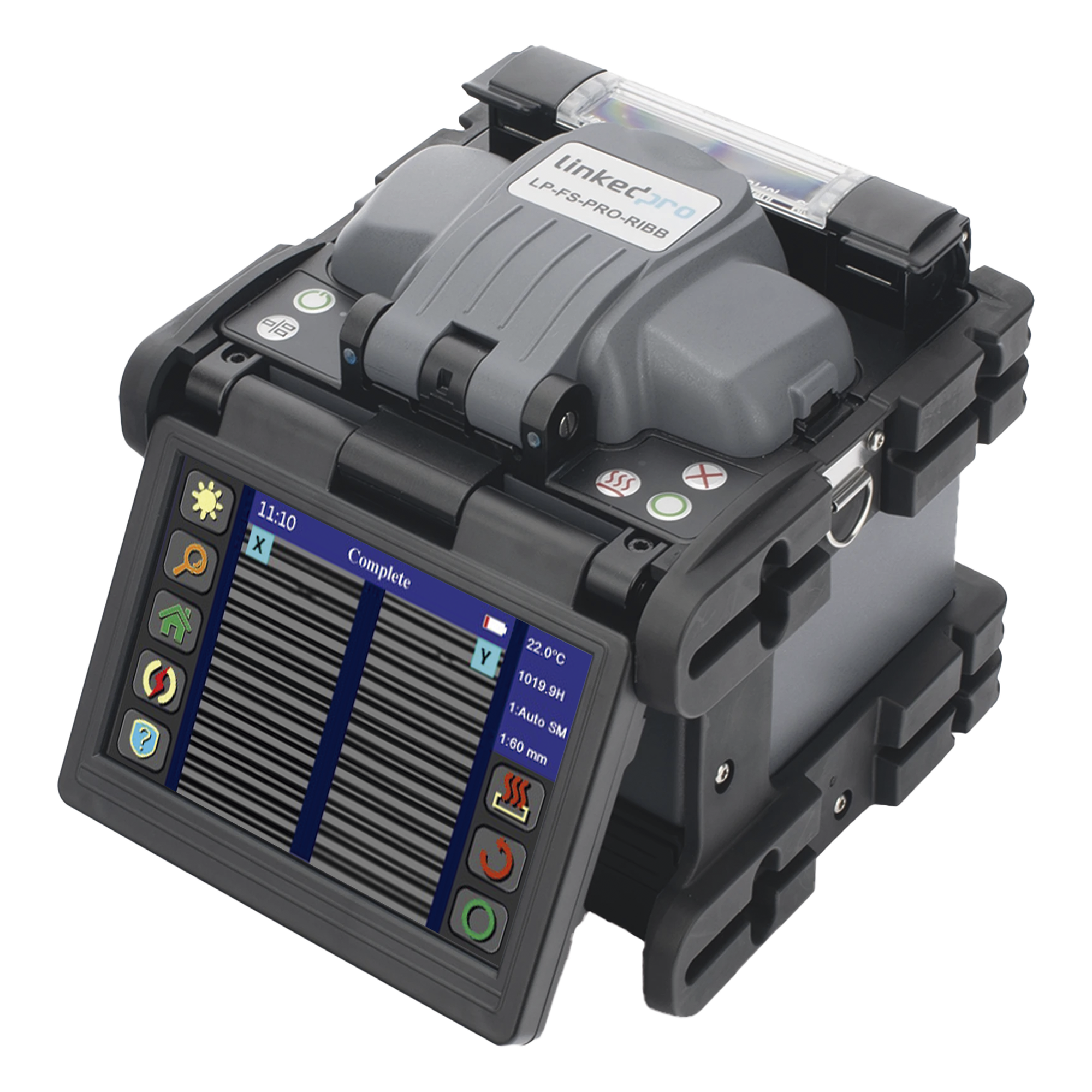 Fusionadora de Fibra Óptica para Fibra Óptica Ribbon Multimodo y Monomodo / Alineación por Núcleo / Fusión de hasta 12 hilos a la vez / Capacitación básica virtual gratuita — LINKEDPRO BY EPCOM · SKU LP-FS-PRO-RIBB
