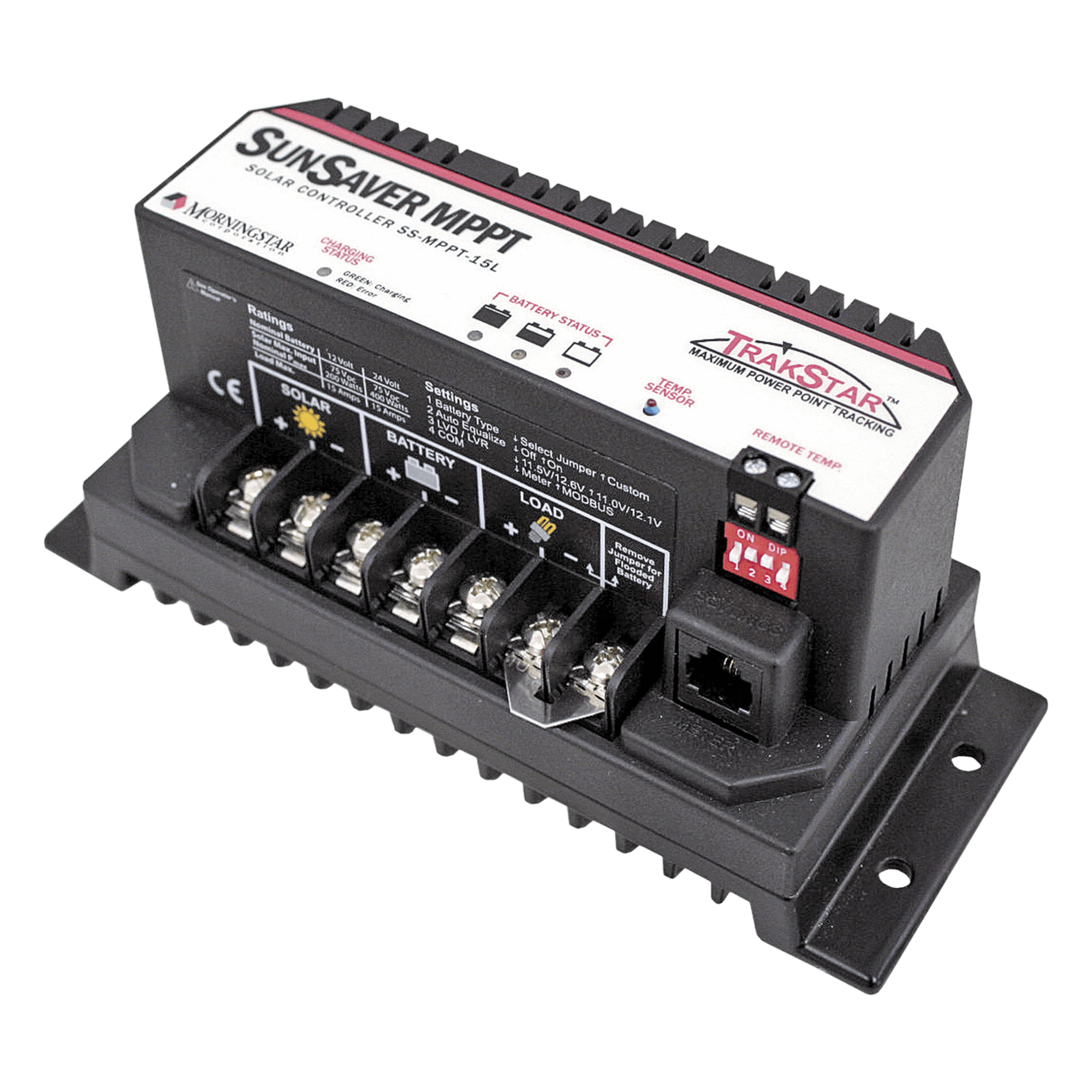 Controlador de Carga y Descarga con Detección de Punto de Máxima Potencia, Capacidad 15 A — MORNINGSTAR · SKU SS-MPPT-15L