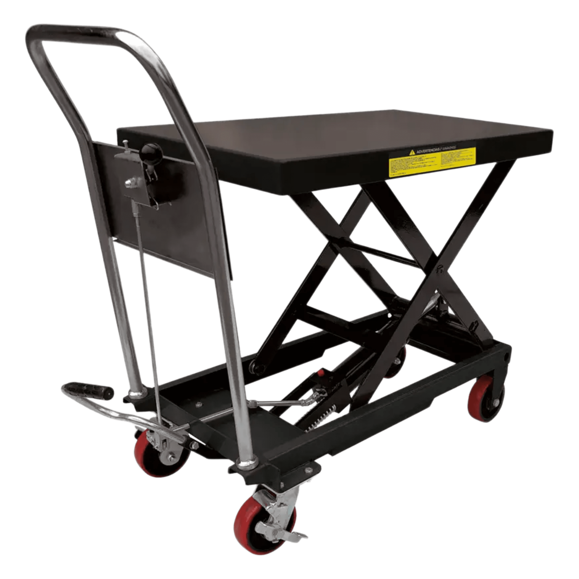 Mesa Elevadora Hidráulica / Capacidad 300 kg a 1 t / Ruedas de Poliuretano / Sistema Hidráulico con Freno / Soporte de Tijera / Ideal para Cargas Medias y Pesadas — URREA · SKU SYS-MEL-10