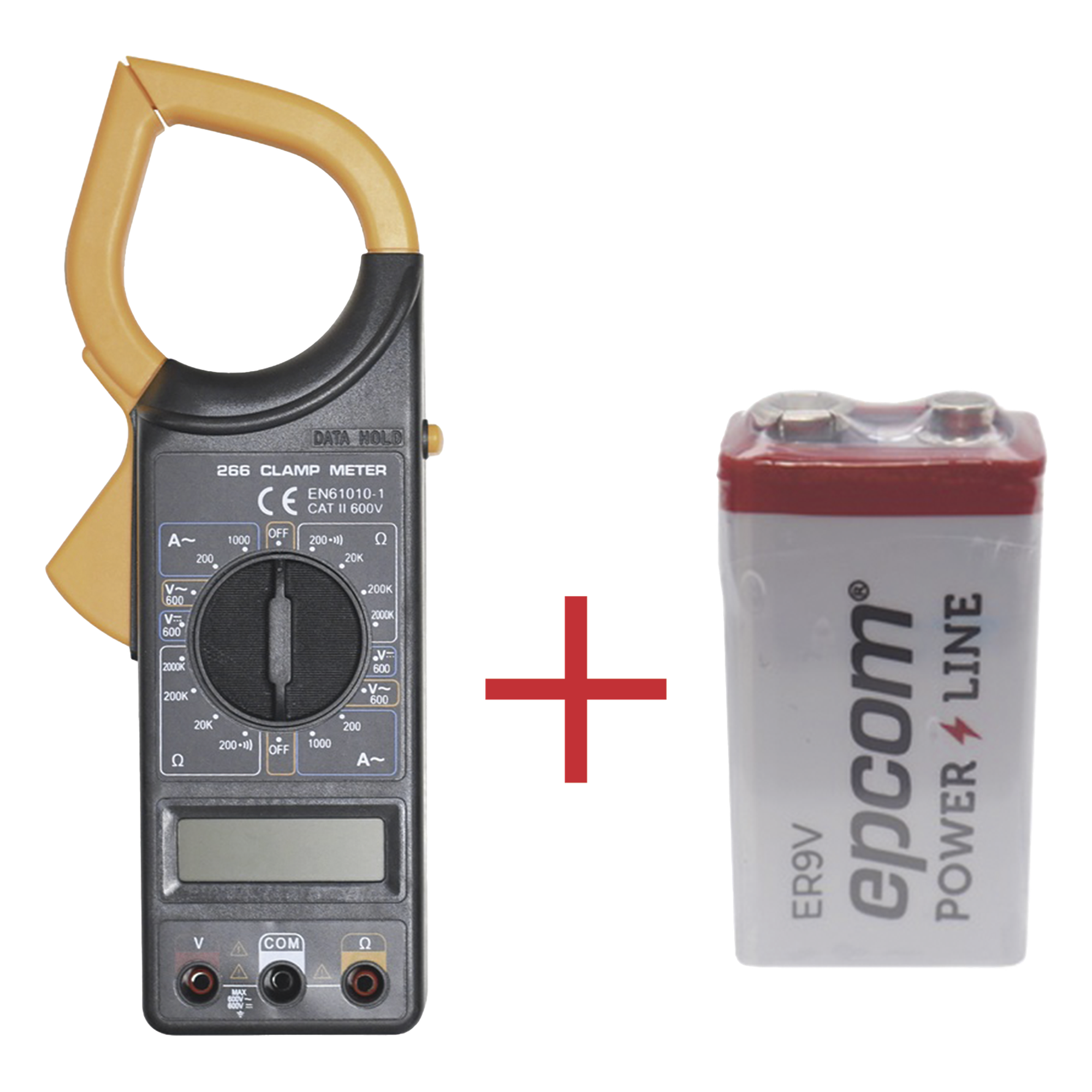 Multímetro Digital de Gancho / 600 V CA/CC / CAT II / 1000 A CA / Pinza 57 mm (2.09') / LCD 3-1/2 Dígitos