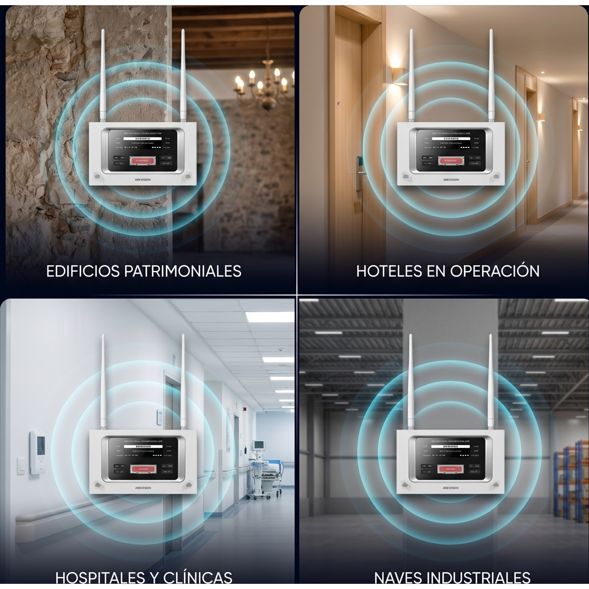 (HikFire) Panel Inalámbrico de Detección de Incendio (Gateway LoRa) / Pantalla LCD Táctil / Comunicación hasta 2 km / Gestión de 128 Dispositivos / Encriptación AES128 / Integración a HikCentral Professiona