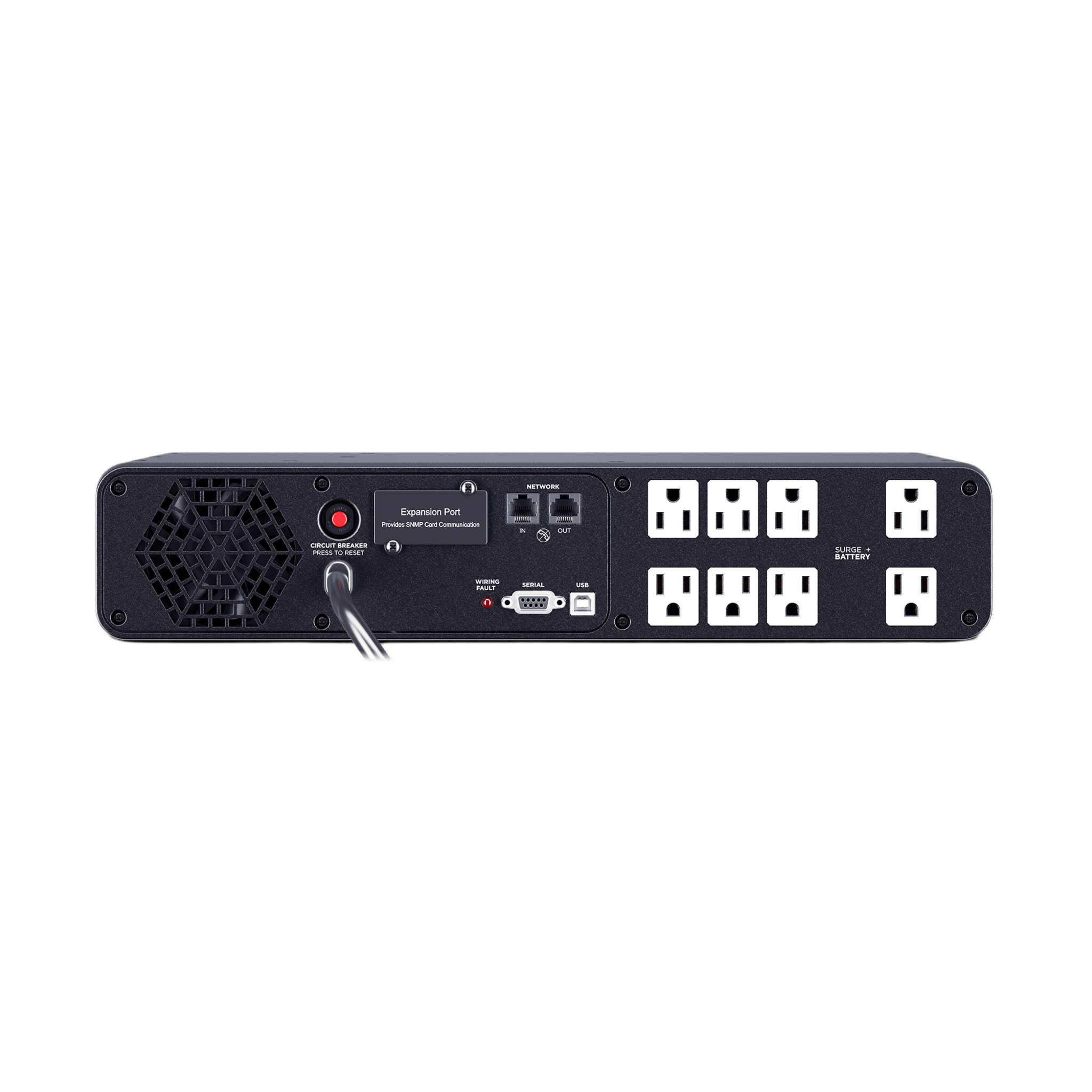UPS de 1500 VA/1000 W, Topología Línea Interactiva, Entrada 120 Vca NEMA 5-15P, Onda Senoidal Pura, Torre o Rack 2 UR, Con 8 Tomas NEMA 5-15R