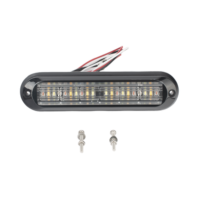 Luz Auxiliar, Ultra Brillante, IP67, 18 LEDs, Tricolor, Color Rojo/Claro/Ambar, con mica transparente y bisel negro