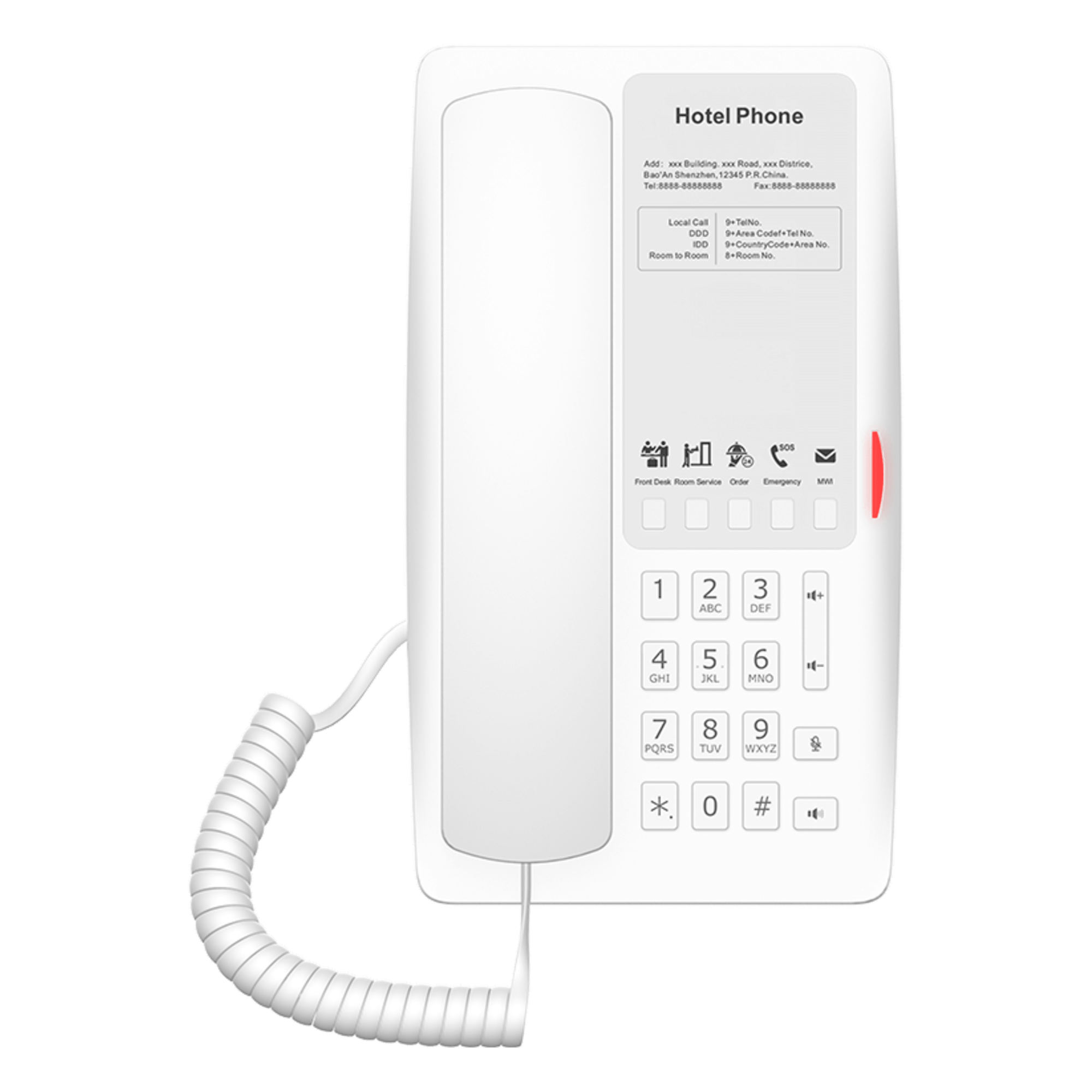 Teléfono IP Hotelero Wi-Fi 6 / 2 Líneas SIP / Doble Banda 2.4/5 GHz / 5 Teclas Programables / Puerto USB-A / PoE 802.3af / Audio HD — FANVIL · SKU H4WW