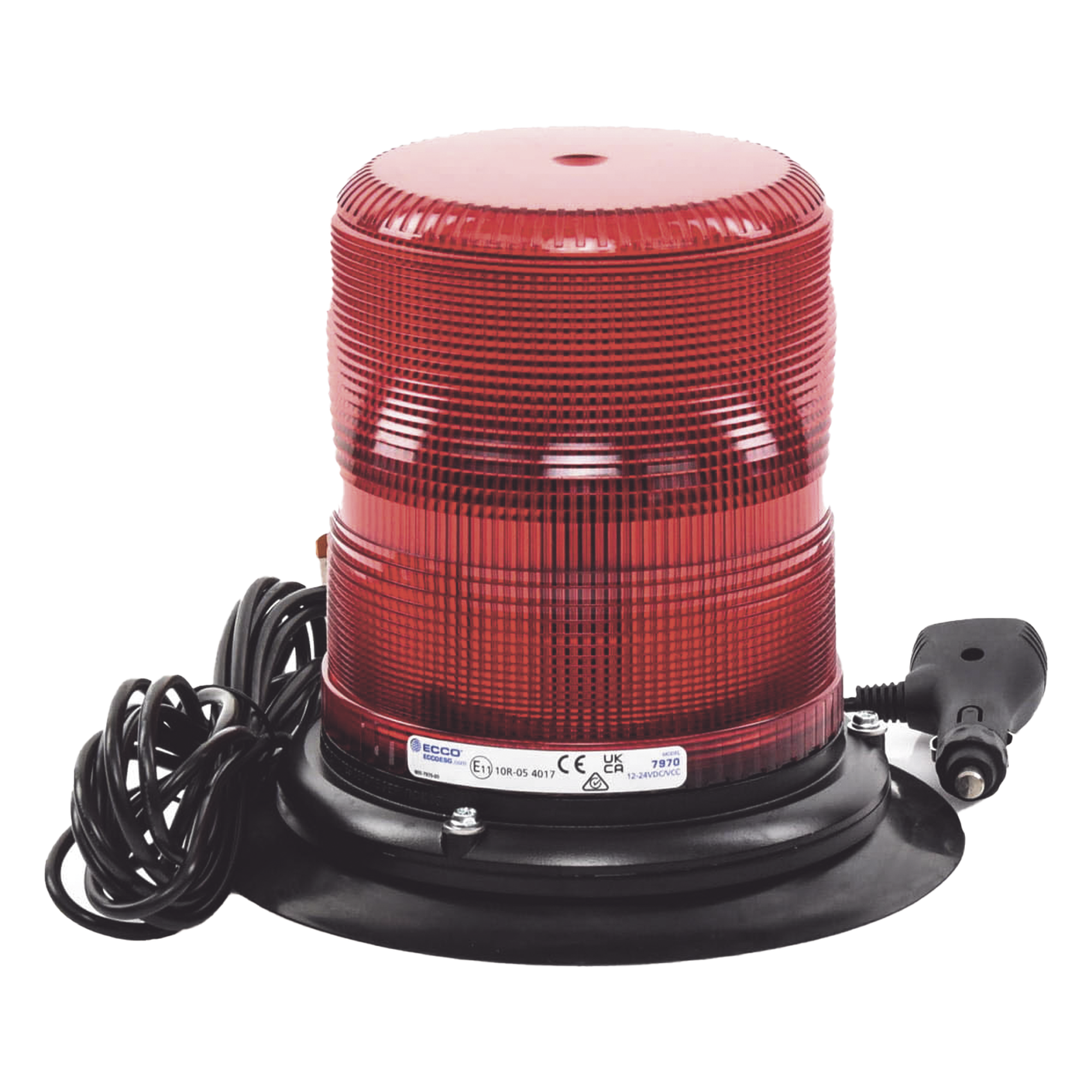 Baliza LED color rojo con montaje magnético de succión de 7" de altura — ECCO · SKU X-7970R-VM