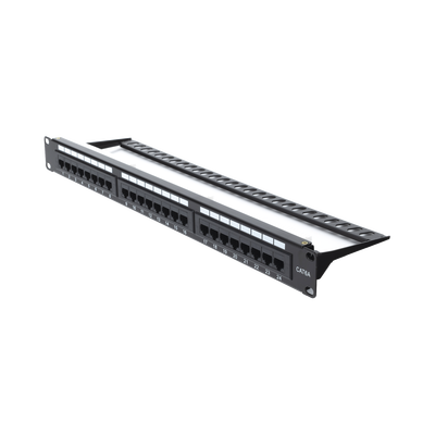 Panel de Parcheo de Impacto (110) UTP de 24 Puertos Cat6A, 19 Pulgadas (48.26 cm), con Barra para Organizar Cables y Espacio para Etiqueta