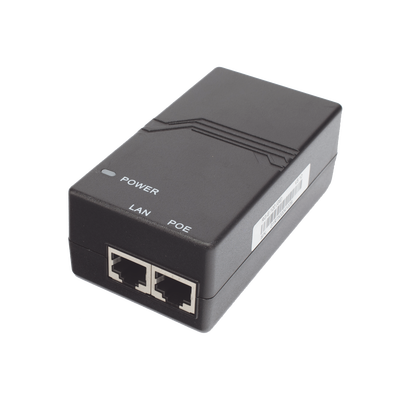 Inyector PoE estándar 15 watts, Compatible Multi-marcas, Detección Inteligente Anti Accidentes (802.3af / Gigabit)