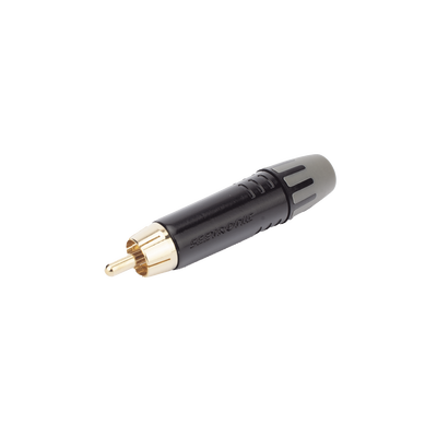 Conector Macho RCA | Carcasa Enchapada en Negro | Contacto Enchapado en Oro | Cable OD 3.5-6.5mm