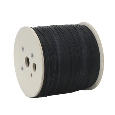 Carrete de 2 Kilómetros de Fibra Óptica Drop Plana, Interior/Exterior G.657A2 Monomodo de 1 Hilo (Unifibra), Dieléctrica, Forro Negro, Compatible con Conectores FASC, FASCUP, FASCLC