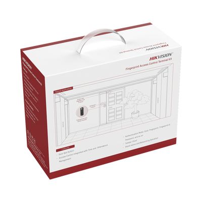 Kit de Control de Acceso TODO INCLUIDO con Lector de Huellas y Tarjetas / 3,000 Huellas / Compatible con App Hik-Connect / Incluye Electroimán Botón de Salida y Montajes Z y L para imán (DS-K1T804)