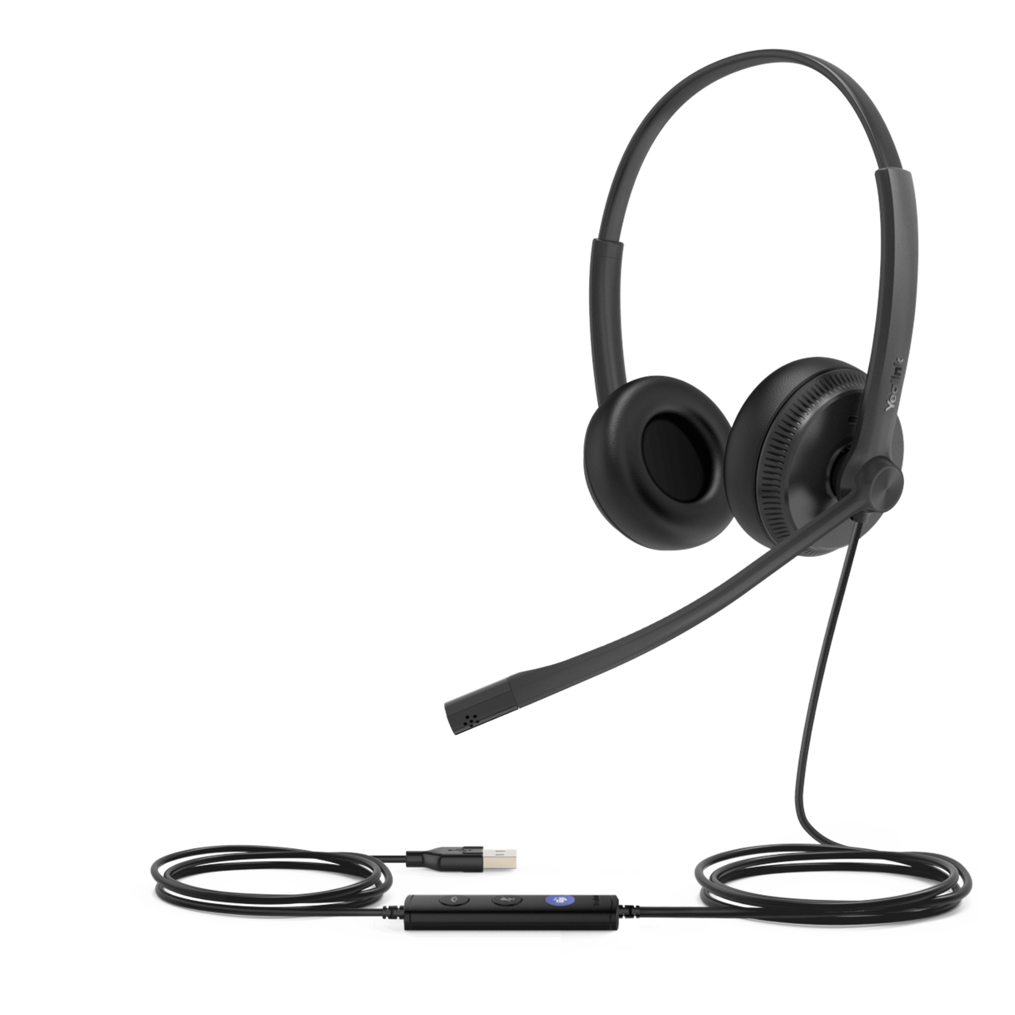 Diadema USB Alámbrica Yealink UH34 Dual Teams C/ Almohadillas de Cuero Compatible con Teléfonos IP Yealink y Computadoras — YEALINK · SKU UH34-DUAL-TEAMS