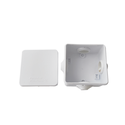 Caja de Derivación IP / IP55 / IK07 / 4 Entradas / 80 x 80 x 50 mm (3.15 x 3.15 x 1.97 in) / ABS Antiflama