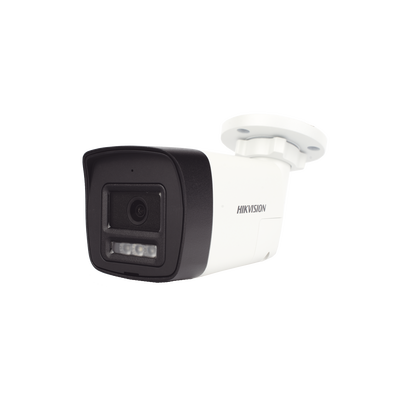 [Audio Bidireccional + Dual Light + ColorVu] Bala TURBOHD 3K (5 Megapixel) / Lente 2.8 mm Angulo de vision 112° / 30 mts IR EXIR + 20 mts Luz Blanca / Micrófono y Bocina Integrado / Exterior IP67 / Metal / dWDR