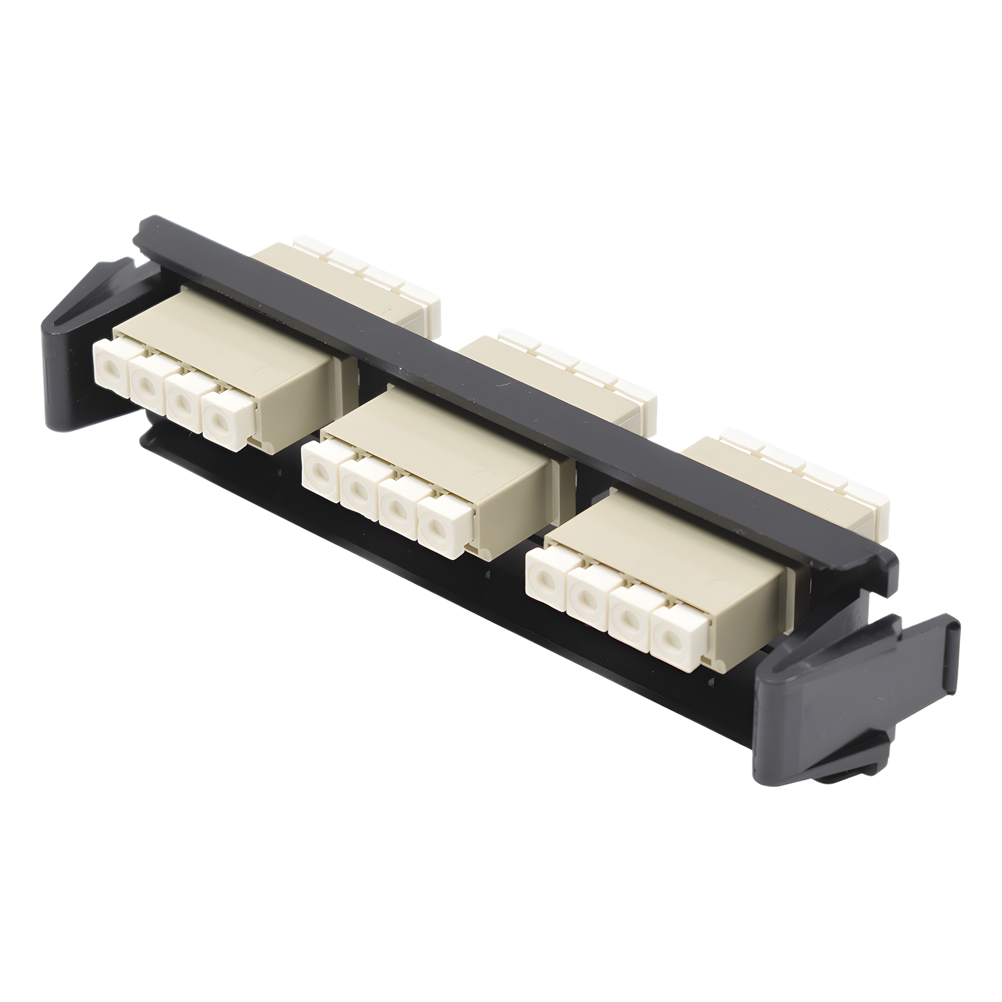 Placa Acopladora de Fibra Óptica Quick-Pack, Con 3 Conectores LC Quad (12 Fibras), Para Fibra Multimodo, Beige — SIEMON · SKU RIC-F-LC12-01C