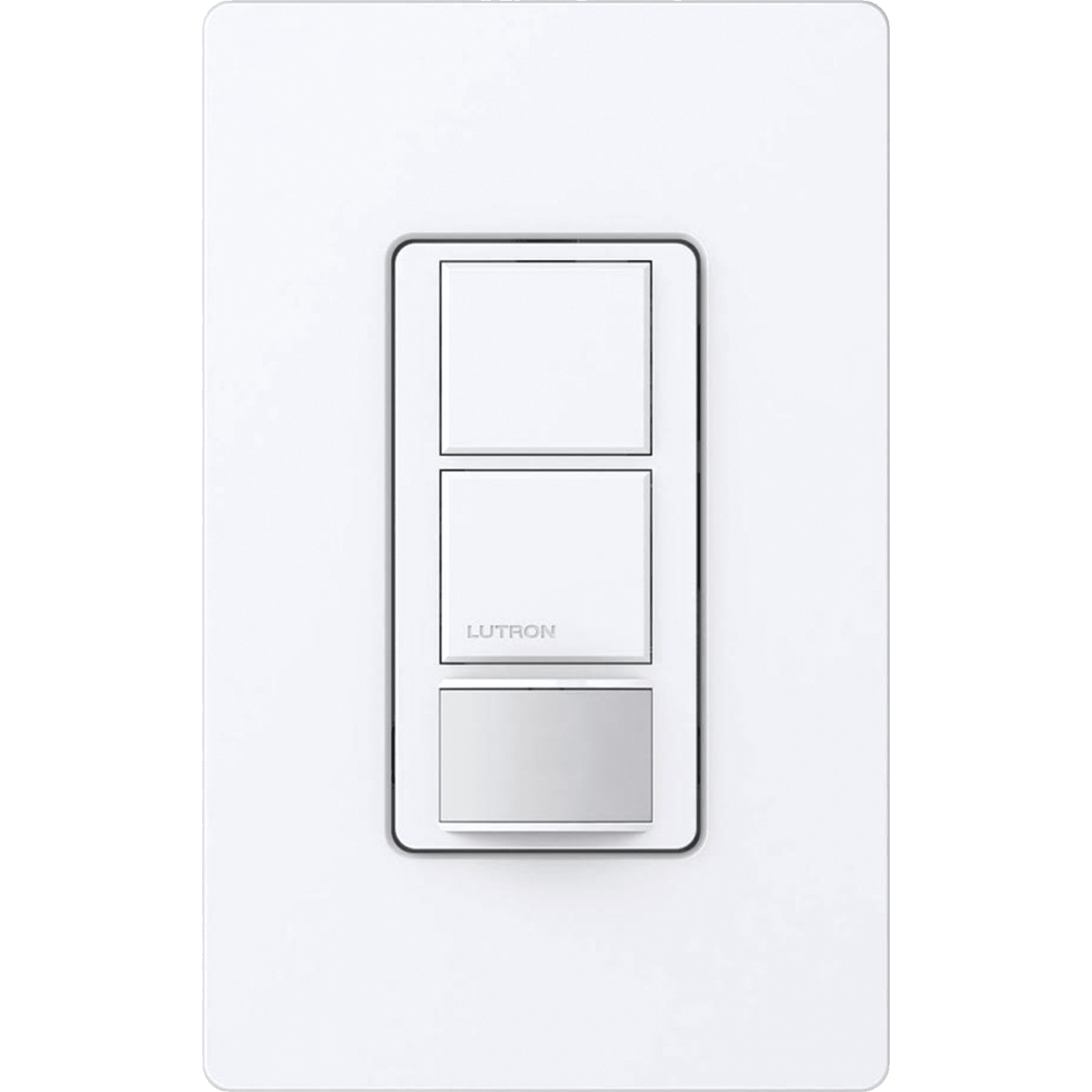 Apagador doble con sensor de ocupación Maestro para dos circuitos independientes, 6 A de iluminación por circuito a 120-277 V y ventilador a 120 V, unipolar, blanco — LUTRON ELECTRONICS · SKU MSOPS6DDVWH