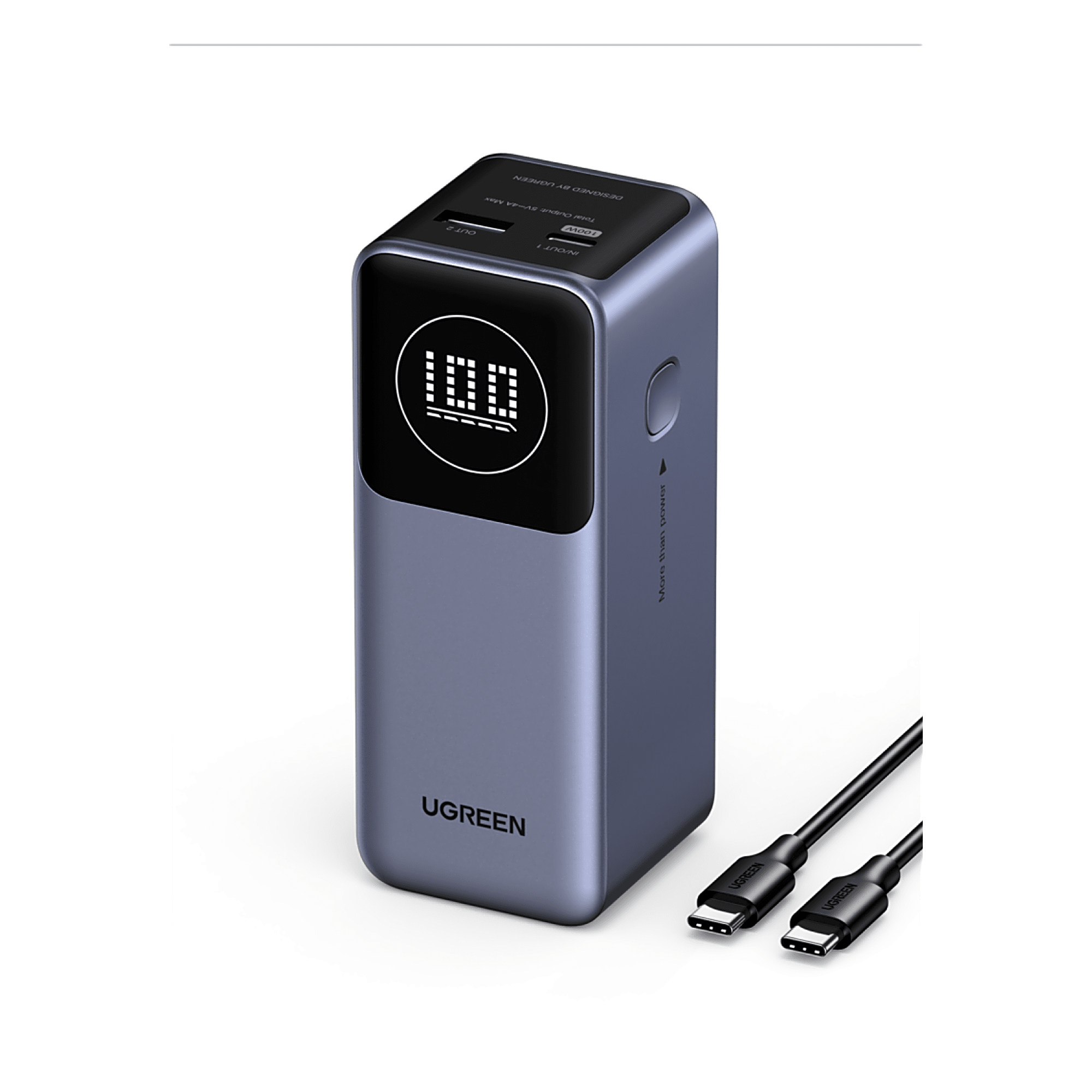 Power Bank / 12000 mAh / 100 W Max / 2 Salidas / USB-C PD 3.0 / USB-A QC 3.0 / Pantalla Inteligente — UGREEN · SKU 35526B