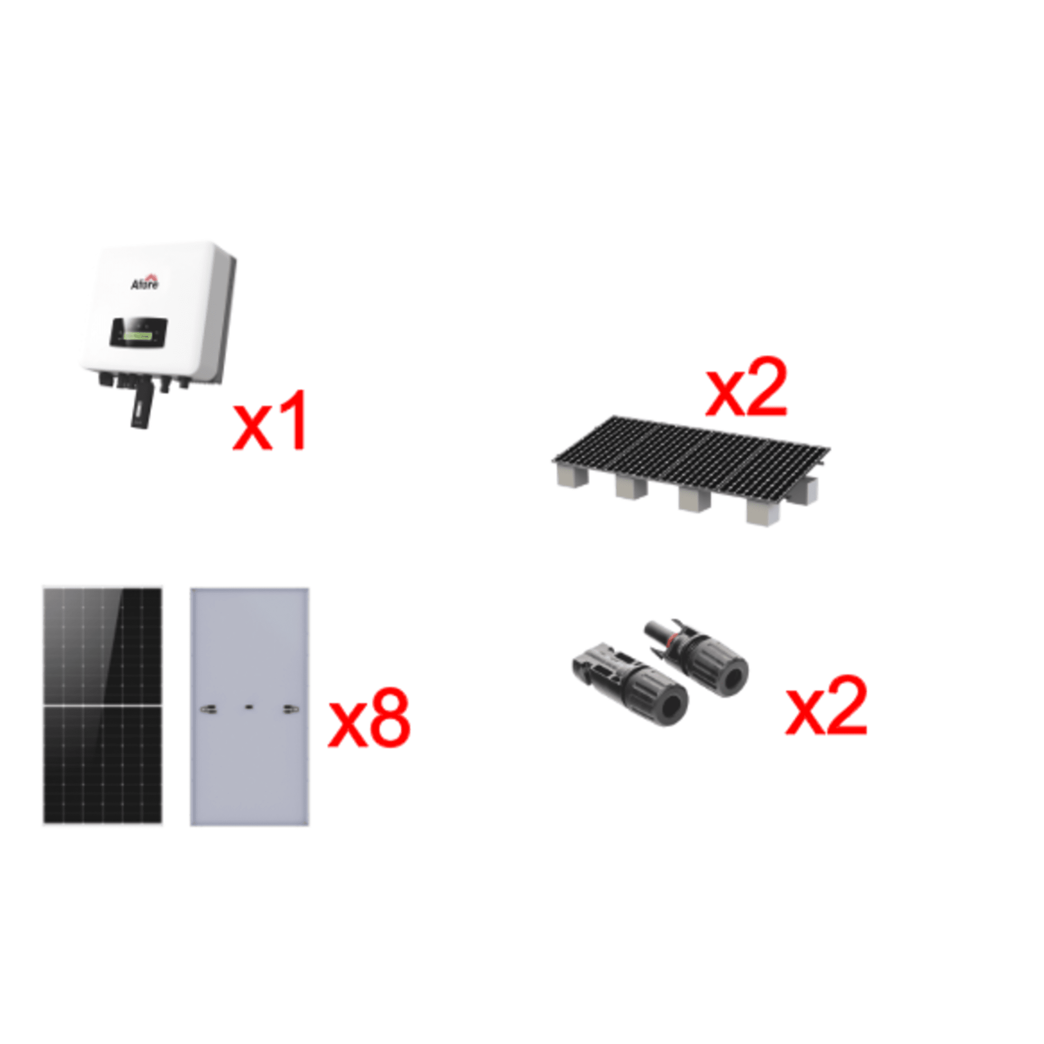 Kit Solar Interconexion 5kW 220Vca / Inversor AFORE / 8 Paneles de 640W / Montaje Incluido   · SKU HNS5000TLKIT1